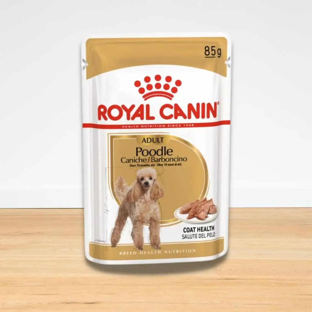 Das Nassfutter "Poodle Adult in Soße" von Royal Canin ist das beste Nassfutter für Pudel.