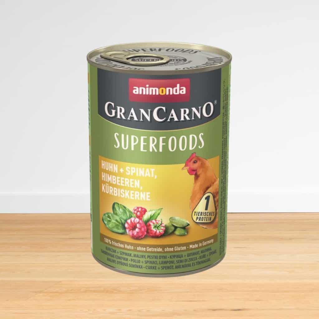 Das Nassfutter „GranCarno Superfoods Adult“ von Animonda ist das beste Nassfutter für Malinois.